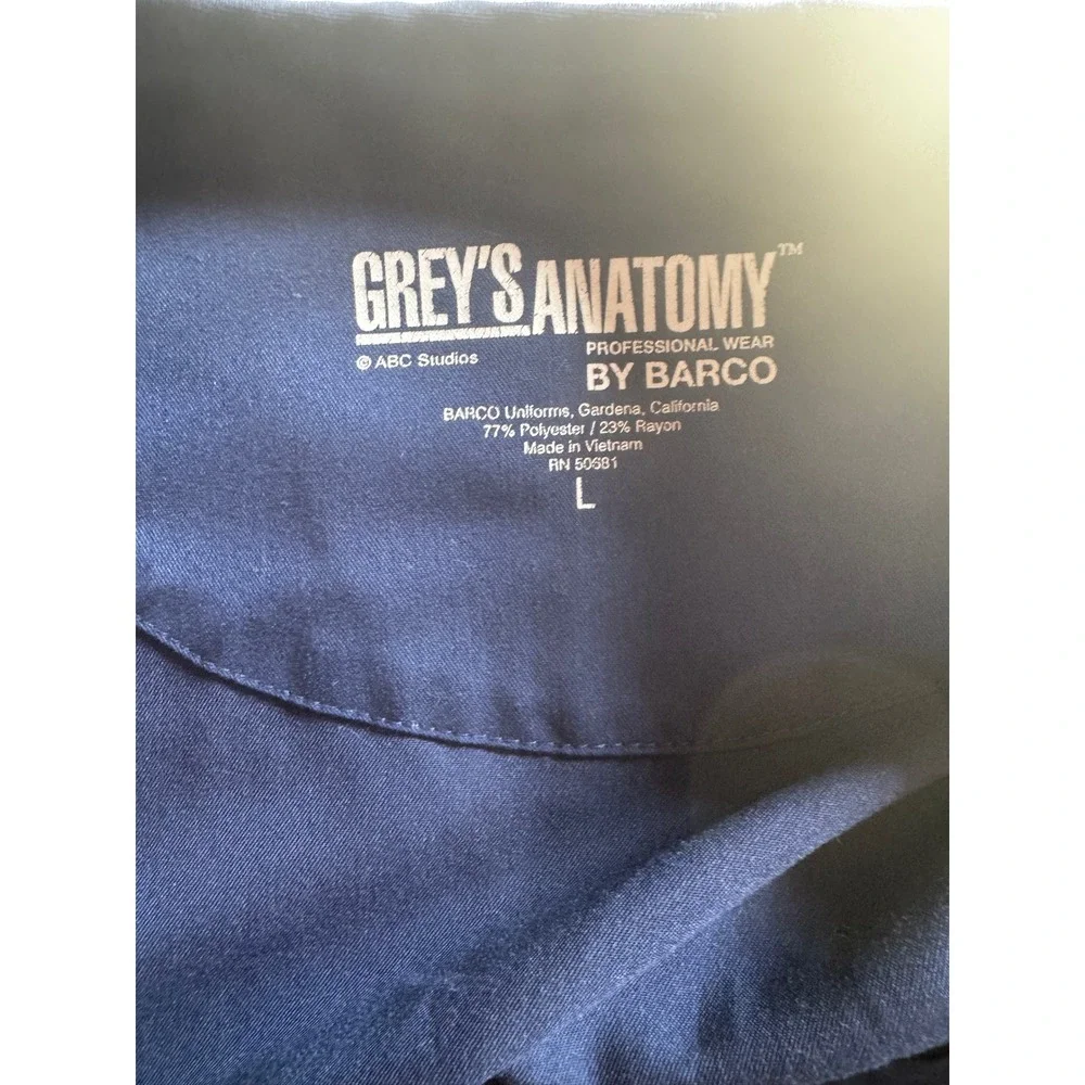 Greys Anatomy by Barco Navy Blue Scrub Set Spandex Stretch Top L Jogger Pants MT